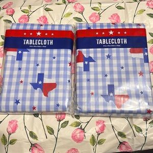 New Set of Texas Gingham Pattern Background Flannel Backing Tablecloth